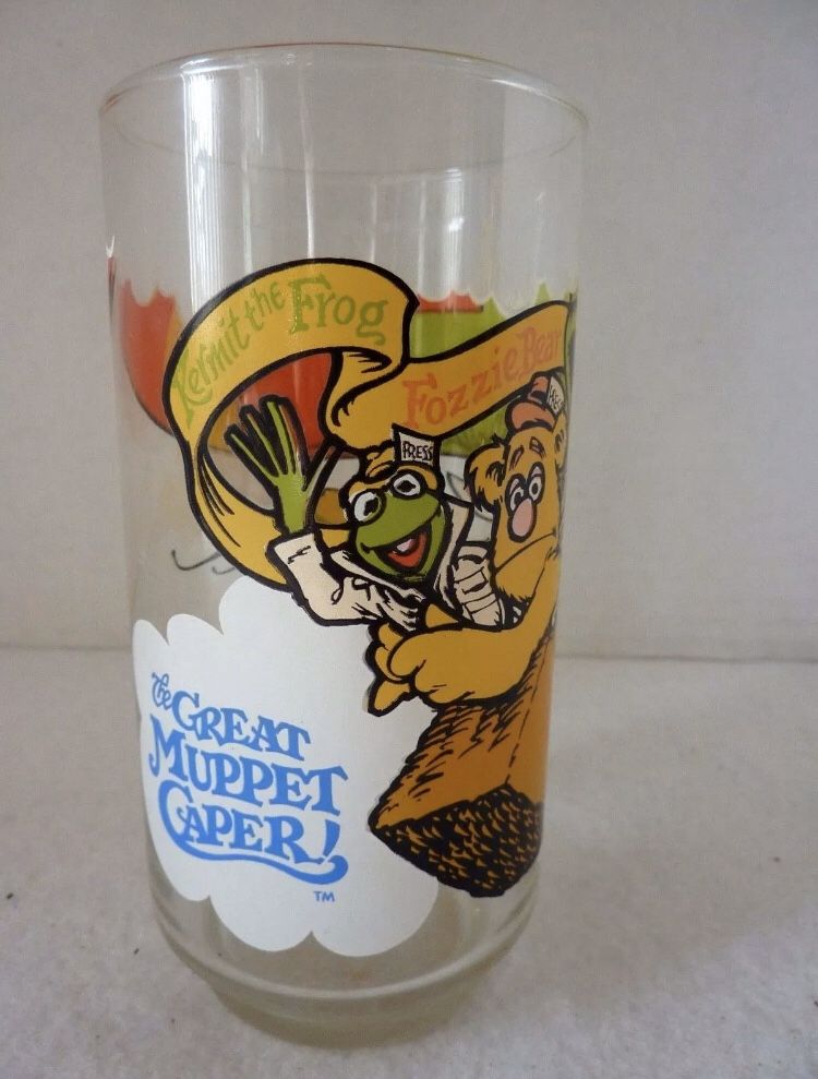 McDonald's The Great Muppet Caper Collectible Glass 1981 Kermit, Gonzo & Fozzie