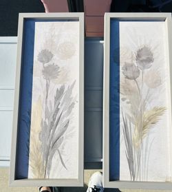 Set of 2 Framed Botanical Wall Art Prints – Neutral Tones