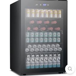 Beverage Refrigerator Cooler 4.4 Cu.Ft,145 Can Mini Fridge with Glass Door