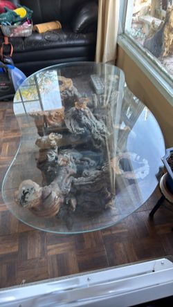 Natural Wood Glass Table