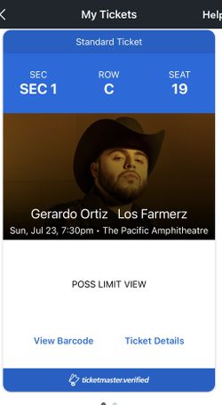Im Selling 2 Gerardo Ortiz Tickets For This Sunday. Section 1 Row C , Seats 18-19