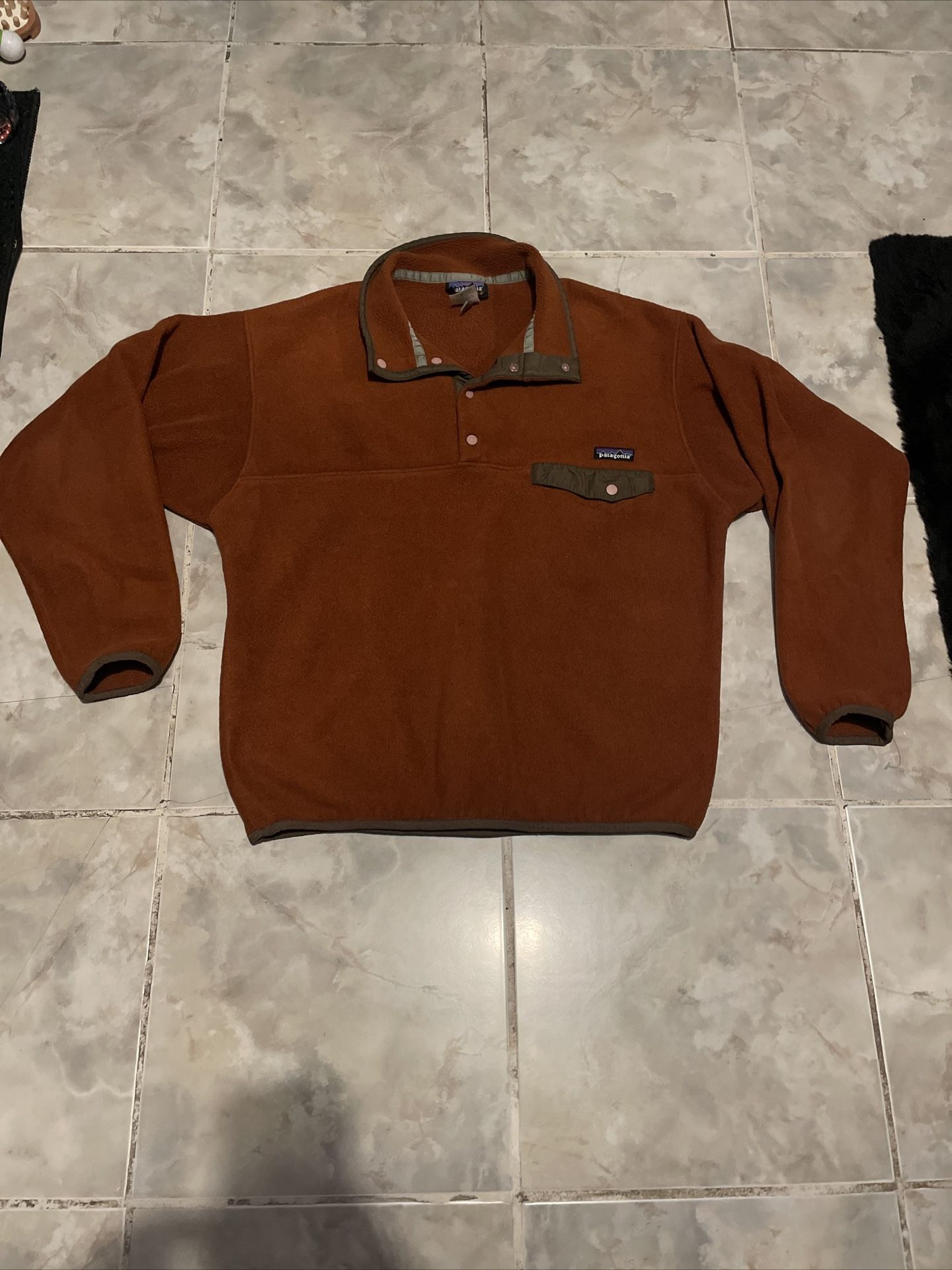 Vintage 90’s Patagonia Men's Medium Brown Black Synchilla Snap-T Pullover Fleece