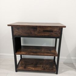 Small Wood/Metal Side Table With Outlet & USB  Options 