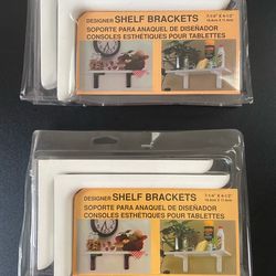 NEW—2 pairs of white Designer Shelf Brackets