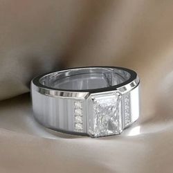 New 2.24 Carat IGI Certified Lab Diamond Men’s 18k White Gold Ring