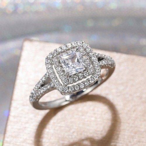 Princess Cut Pure Zircon Square Beautiful Luxury Wedding Rings, K904