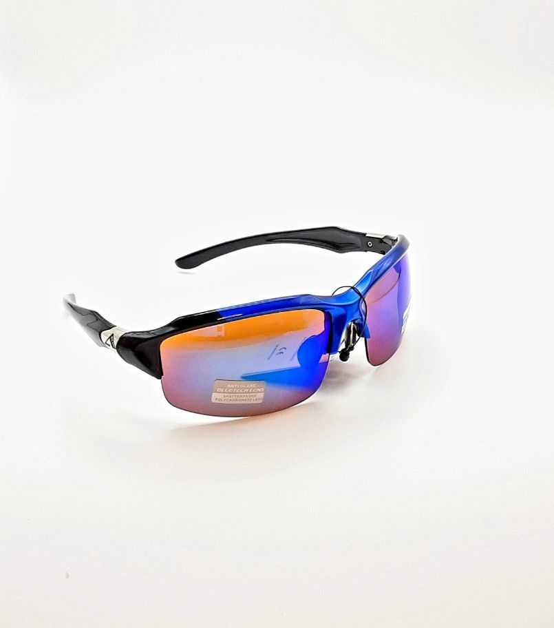 Arctic Blue Men's Shades Black And Blue Frames With Blue Amber UV400 protective Lenses New 