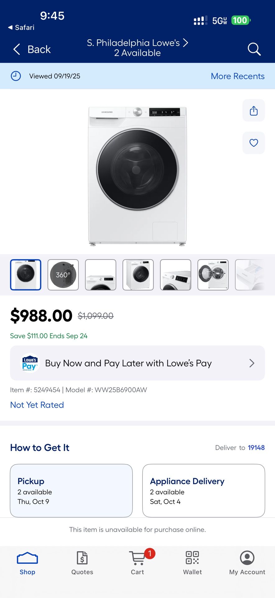 Samsung Front Load Washer w Ai Smart Dial Brand new