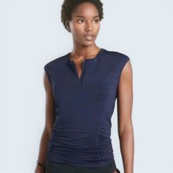 Athleta Sleeveless Navy Pacifica Ruched Tank Top, Size M, MSRP $89