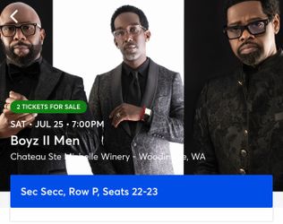 2 Tickets to Boyz II Men – Next  Saturday 7/25 at Chateau Ste. Michelle