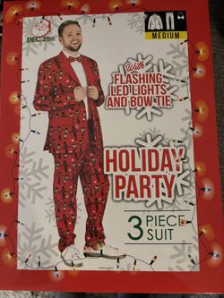 Men 3 Pc. Holiday Suit W/Flashing Tie Size M