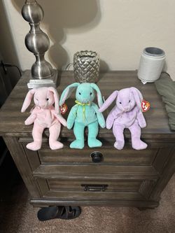 Ty Beenie Bunny Set With Tag Errors. Rare