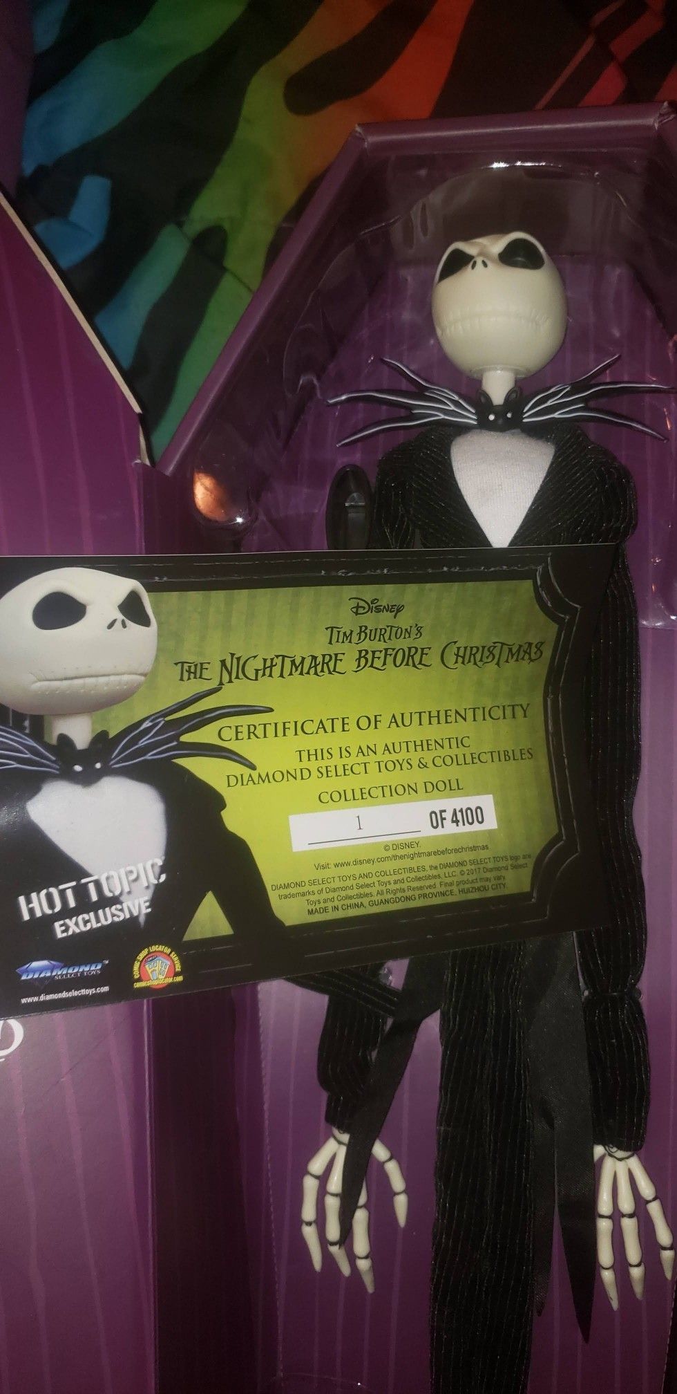 Nightmare Before Christmas Jack Skellington Hot Topic Exclusive 17" Coffin . Limited Edition. Condition is New; never removed from box