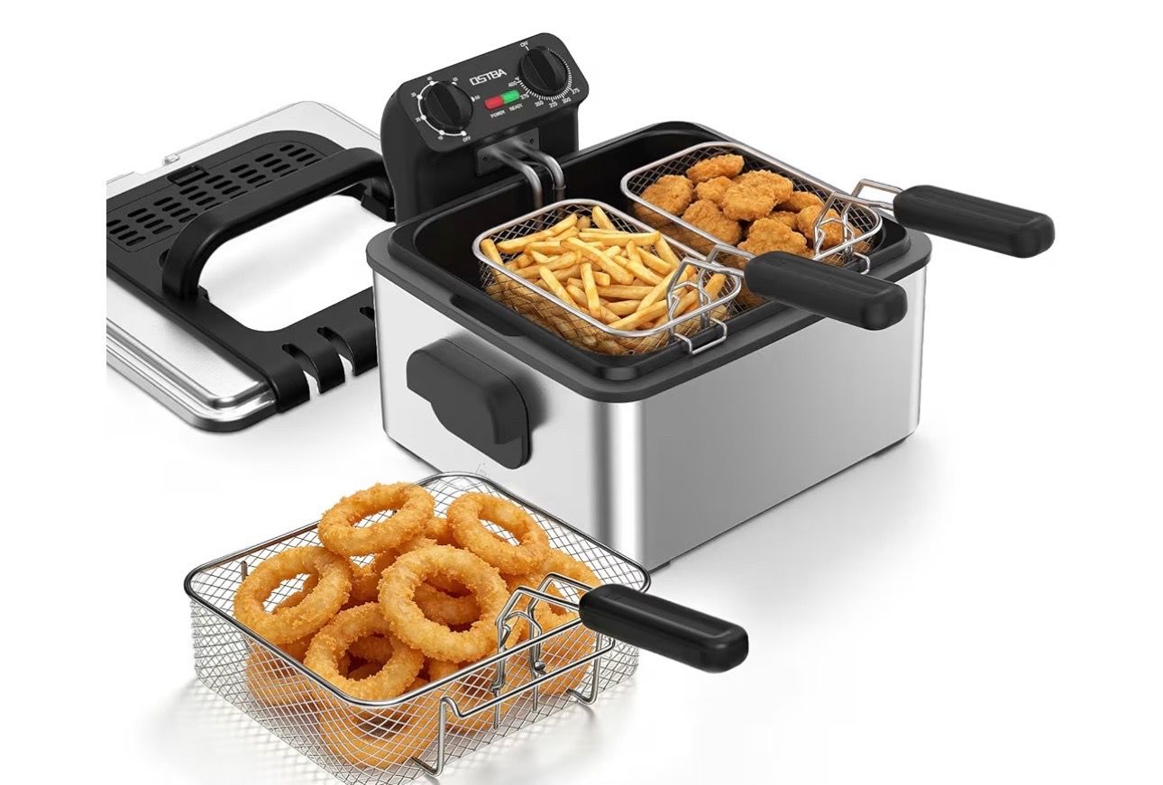 OSTBA Electric Deep Fryer with 3 Baskets โ 1700W Stainless Steel Fryer
