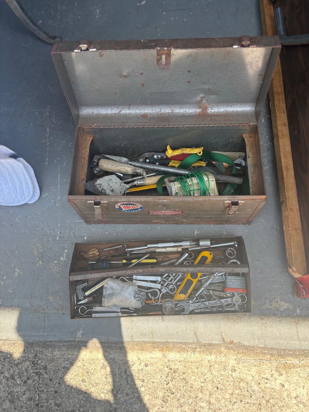 Old tool box comes with tools, $25