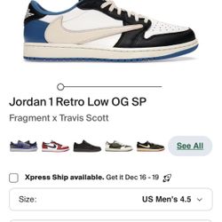 Air Jordan 1 Low Fragments Travis Scott.