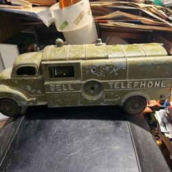 Vintage Hubley Metal Bell Telephone Toy Truck As Is 