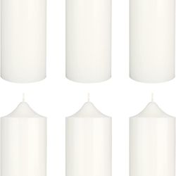 Mega Candles 6 pcs Unscented White Dome Top Round Pillar Candle, Hand Poured Pre