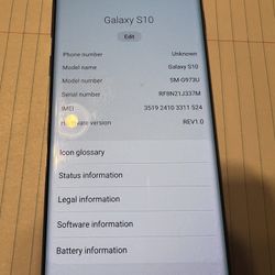 Samsung Galaxy S10 SM-G973U 4GB/128GB Unlocked 128GB black, lens cover cracked