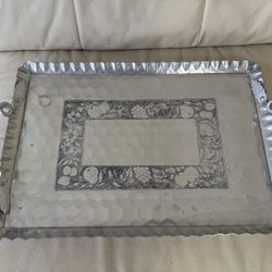 vintage serving tray is made of Cromwell Hand Wrought Aluminum