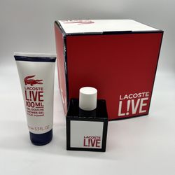 New LACOSTE LIVE SET of 2 pieces: EAU TOILETTE 100 ml , Shower Gel 100ml Father’s Day