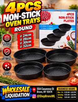 4-Piece Round Non-Stick Oven Tray Set