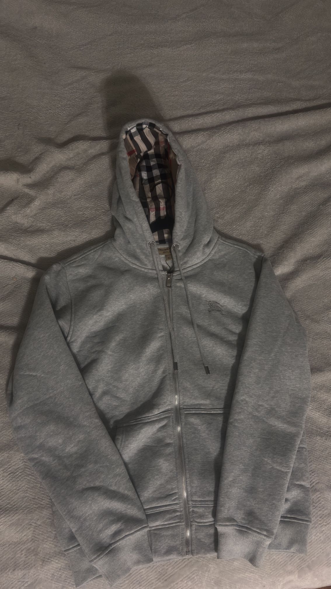 Burberry Grey Zip Up Hoodie