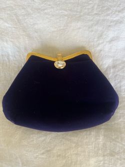Small blue velvet evening clutch