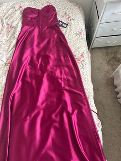 Fuchsia Satin Corset Maxi Dress – Medium – New With Tags