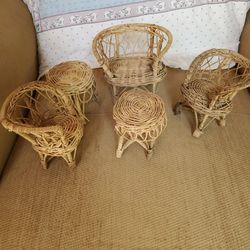 1960's Wicker Doll House Furniture