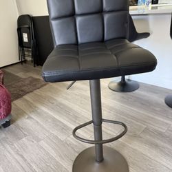 Black Leather Stool