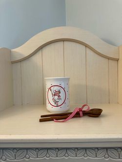 Vintage Campbell’s Soup Kids Ceramic Utensils Holder & Wooden Spoons