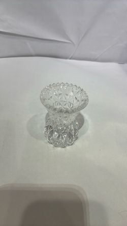 Princess House Toothpick Holder Bud Vase 24% Lead Clear Crystal Highlights 3"