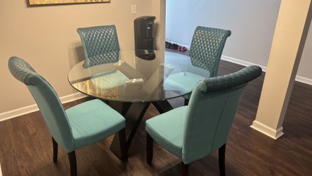 Glass Dining Table with 4 Chairs