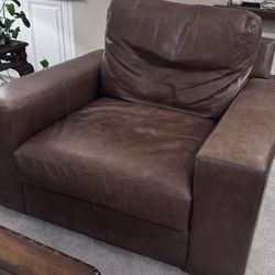 Pottery Barn oversized Leather swivel chair