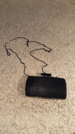 Jessica McClintock Black Mesh Evening Clutch with Chain Strap