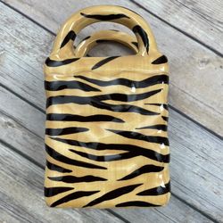 NIB Vintage Tiger Striped Glass/ Vase 