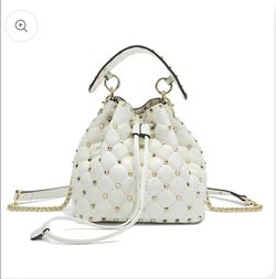 Quilted Studded Mini Bucket Bag