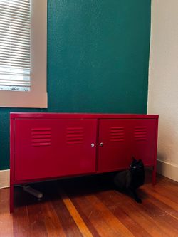 IKEA red metal locker cabinet