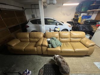 Free Solid Leather Couch And Love Seat
