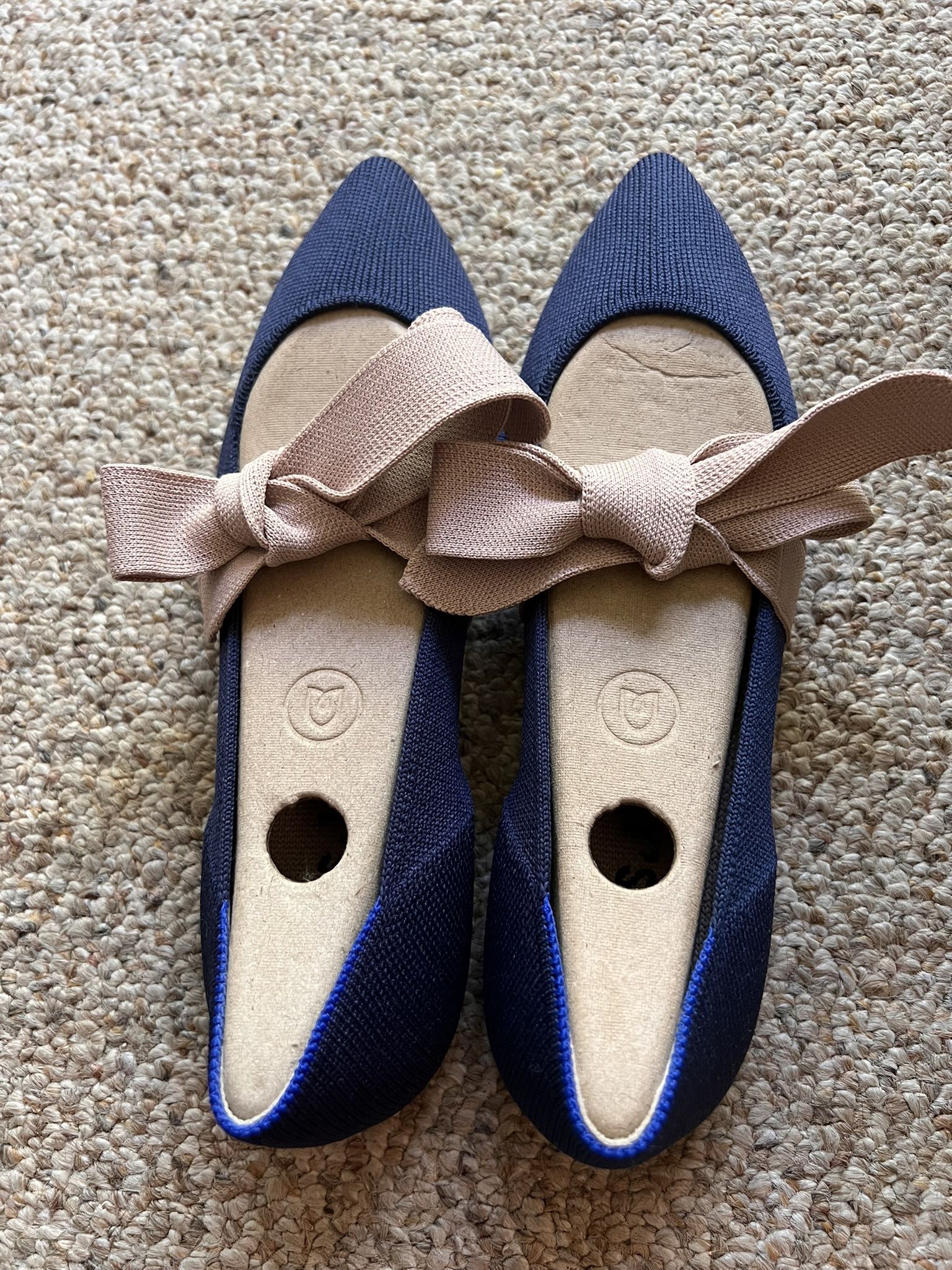 Rothy's Bow Tie Mary Jane Pointed Toe Flats in Sapphire Size 7.5