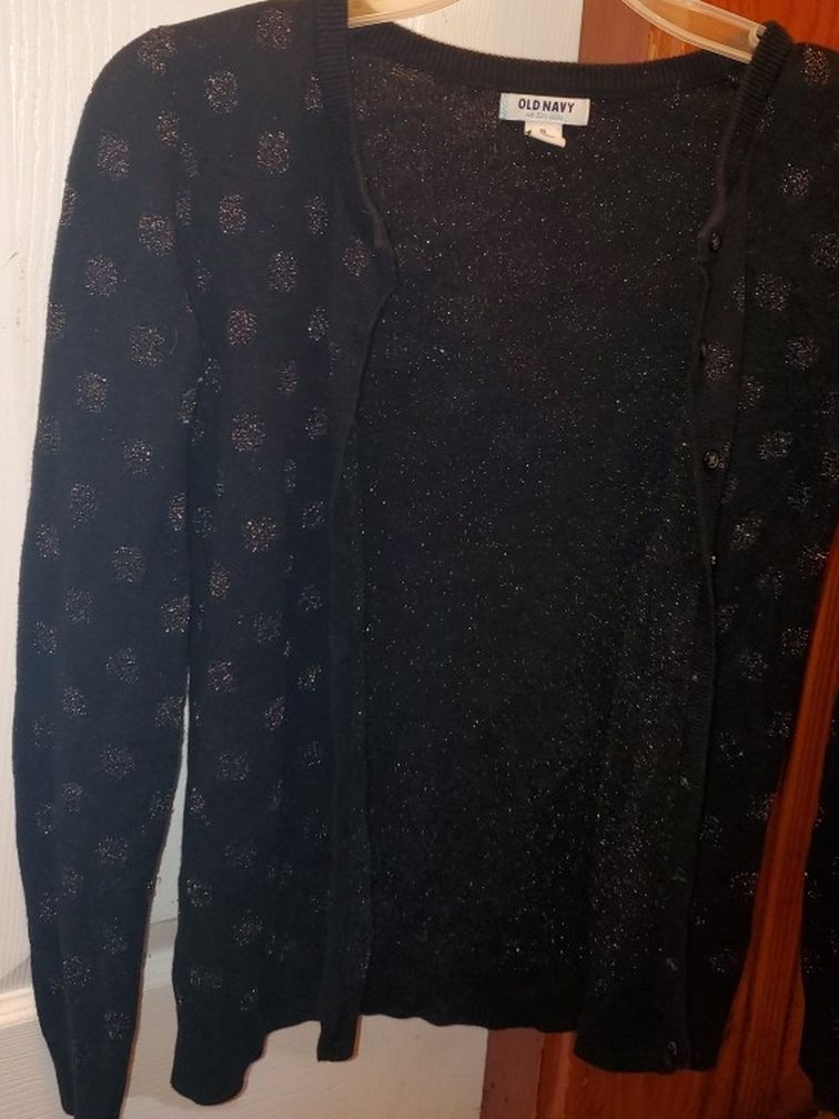 Women's Black And Gold Cardigan
