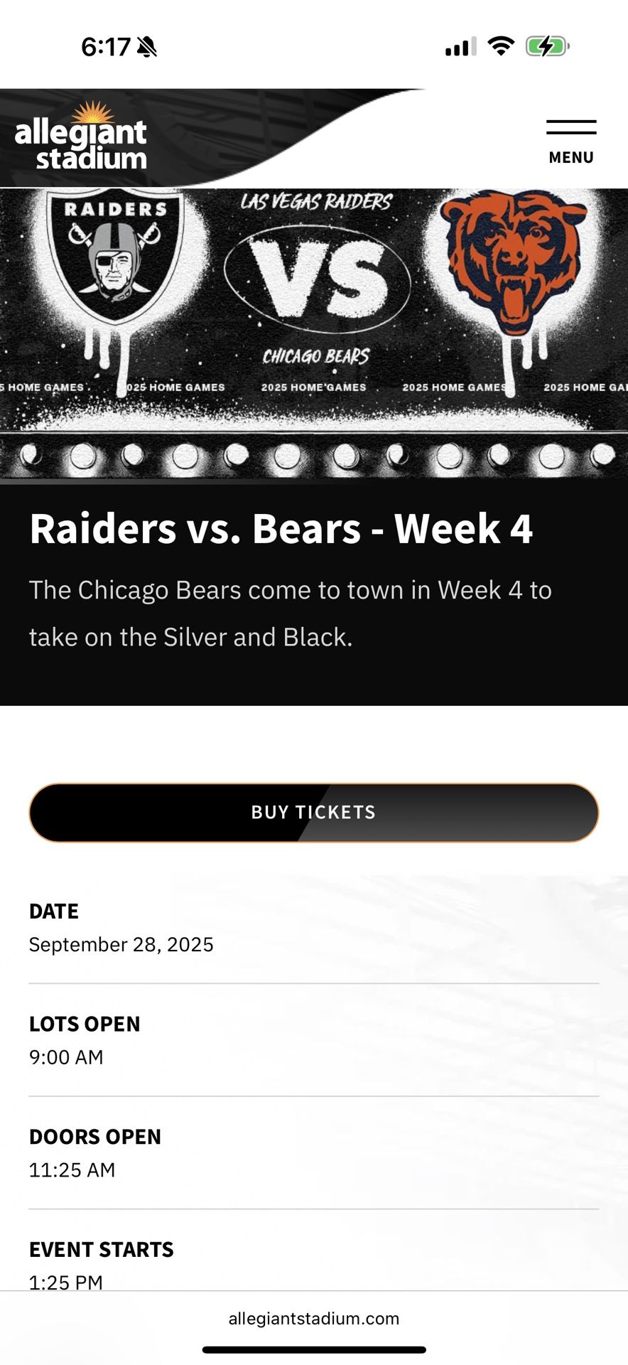 Raiders VS The Bears 9/28/25