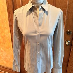 Theory Light Sage Green Button-Front Shirt size L