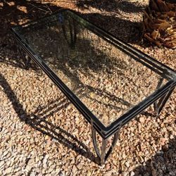 47.5" X 23.5" X 17.75" High - Benzara Black Metal W/ Clear Glass Top Coffee Table - Glass Inserted Metal Table Set with Tubular Framing - Works Great!