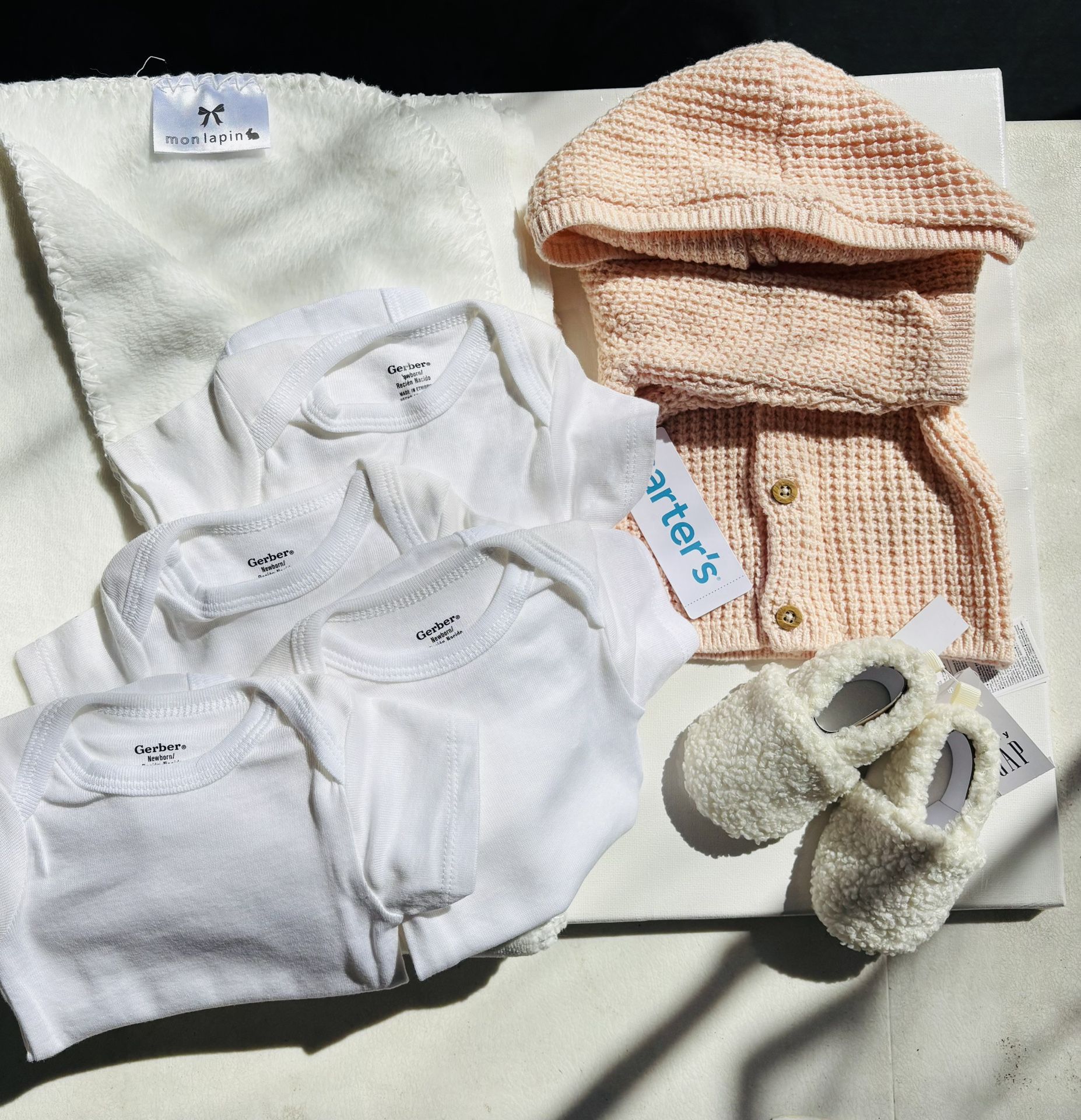 Newborn Luxury Baby Gift Bundle- Carters, Gap, Gerber & Luxurious Blanket