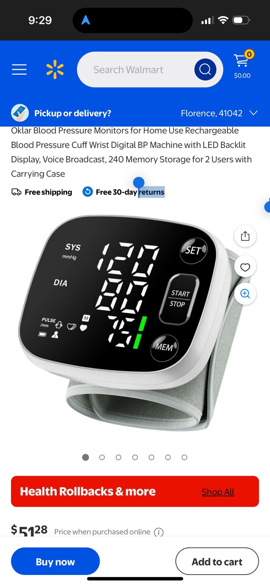 Blood Pressure Wrist Cuff