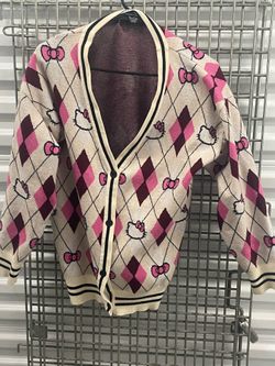 Women’s Small Hello Kitty Argyle Cardigan Sweater Top