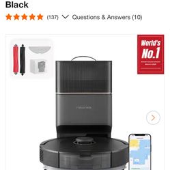 Roborock Q5 Pro Plus Robotic Vacuum and Mop with Smart Navigation, Self-Emptying, Multi-surface in Black