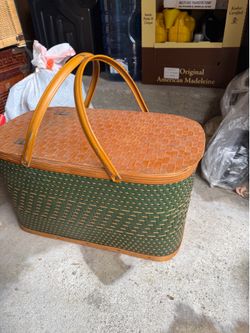 Green Wicker Picnic Basket